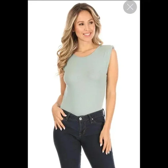 NWT Vibe Sportswear Dus Sage Shoulder Pad Bodysuit Women's Size Large - Picture 11 of 12